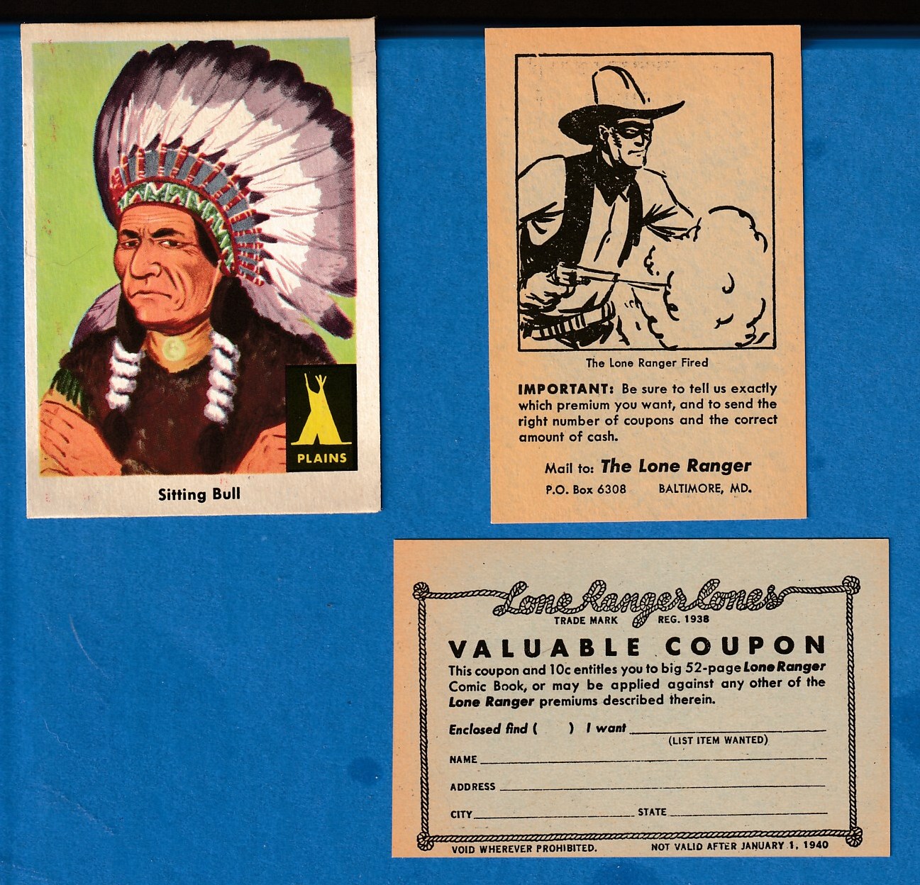 1939 Lone Ranger Cones Coupon card - The Lone Ranger Fired n cards value