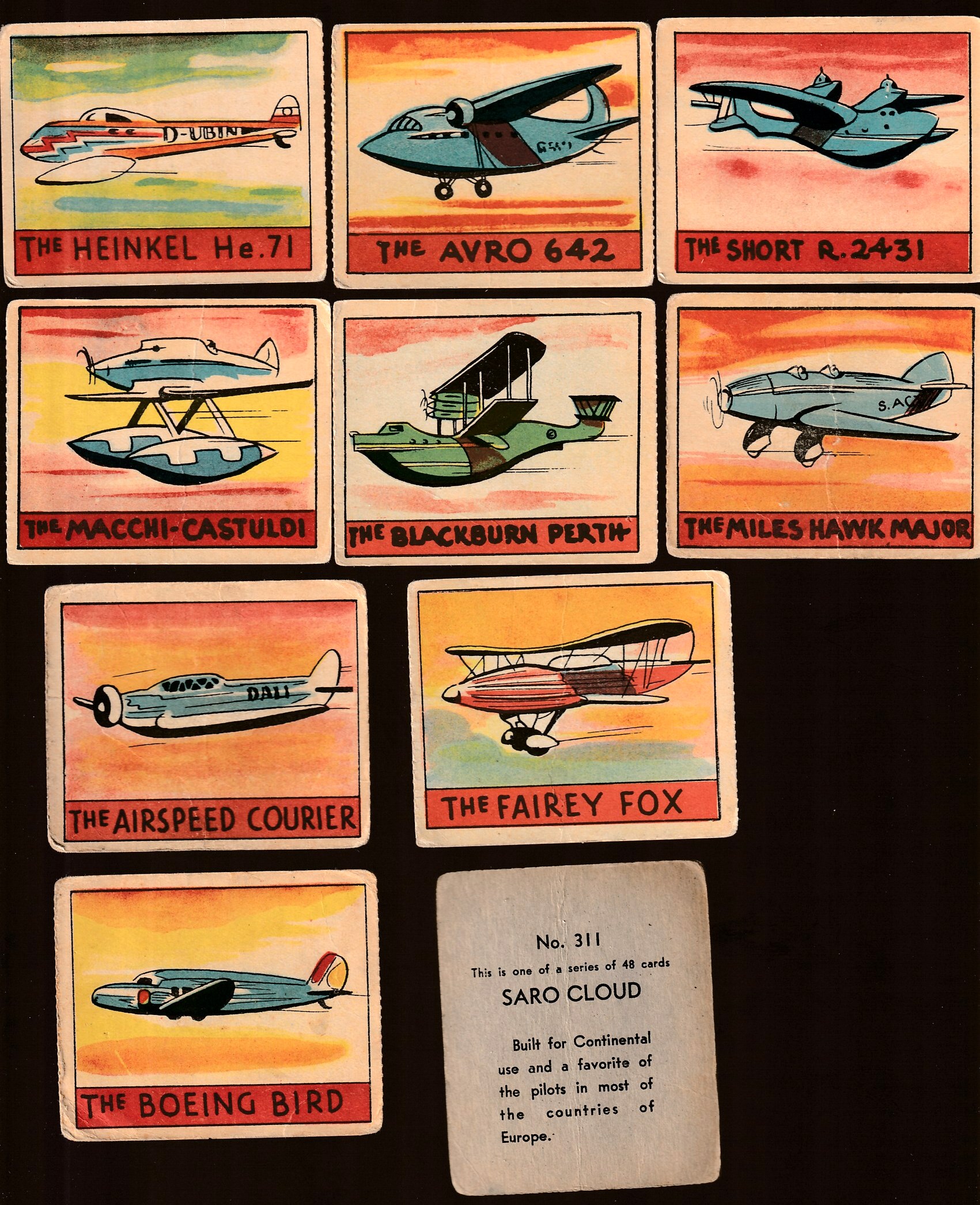 1938 Aviation R132  - Lot of (10) different n cards value