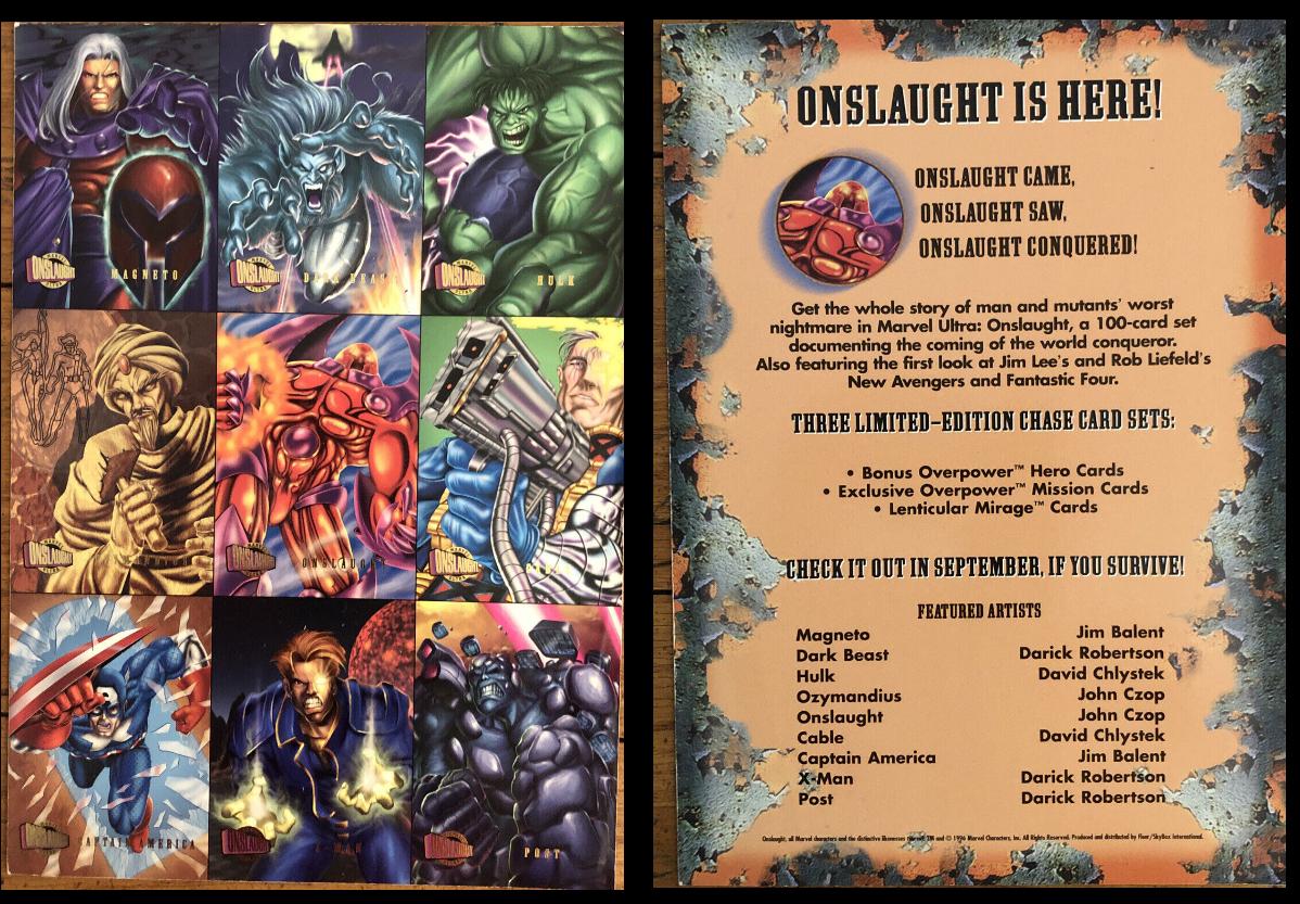  1996 Marvel ONSLAUGHT - PROMO/Preview 9-card Panel n cards value