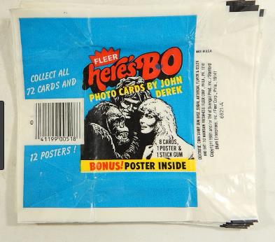 1981 Fleer BO DEREK Wrappers - Lot of (15) Wrappers n cards value