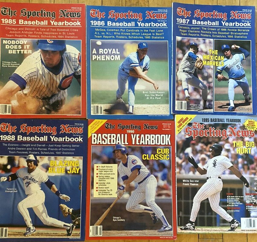  SPORTING NEWS - 1986-1998 BASEBALL YEARBOOKs - Run/Lot of (10) Annuals Baseball cards value