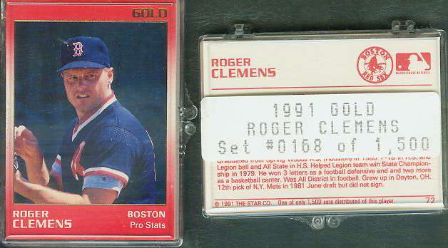 Roger Clemens - 1991 Star Company GOLD Complete 9-card Set (Red Sox) Baseball cards value