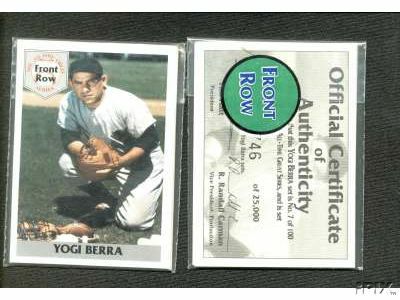 Front Row - 1992 YOGI BERRA - Lot of (10) Complete 5-card Sets (Yankees) Baseball cards value