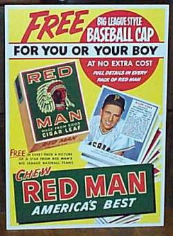 1952,1953,1954,1955 Red Man  Baseball card front