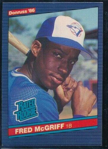 1986 Donruss # 28 Fred McGriff ROOKIE (Blue Jays) Baseball cards value