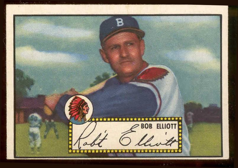1952 Topps #.14 Bob Elliott BLACK-BACK [#a] (Boston Braves) Baseball cards