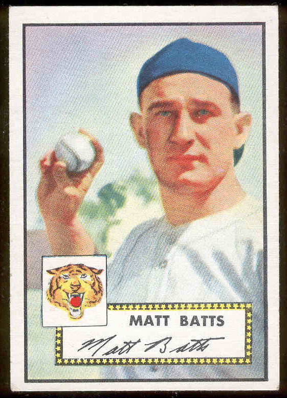 1952 Topps #230 Matt Batts (Tigers) Baseball cards value