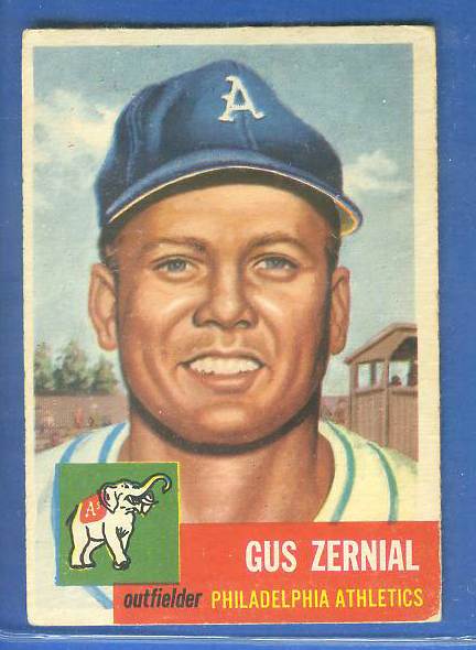 1953 Topps #.42 Gus Zernial [#b] (Philadelphia A's) Baseball cards value