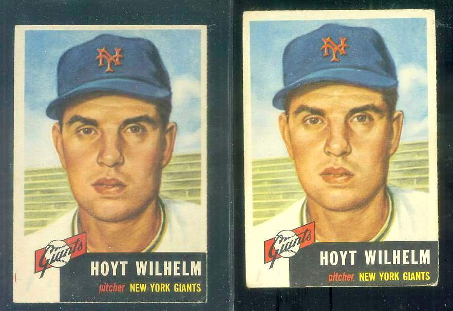 1953 Topps #151 Hoyt Wilhelm [#a] (NY Giants) Baseball cards value