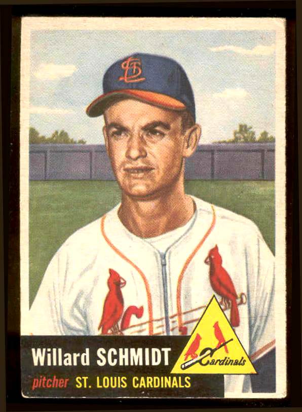 1953 Topps #168 Willard Schmidt (Cardinals) Baseball cards value