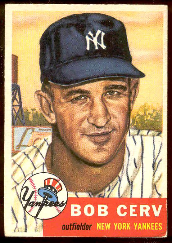 1953 Topps #210 Bob Cerv ROOKIE (Yankees) Baseball cards value