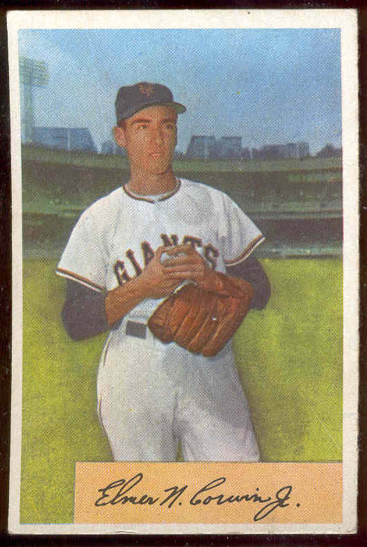 1954 Bowman #137 Elmer N Corwin Jr. (New York Giants) Baseball cards value