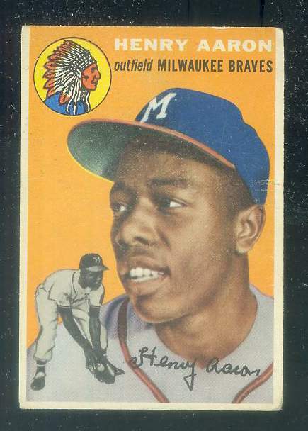 1954 Topps #128 Hank Aaron ROOKIE [#a] (Braves) Baseball cards value