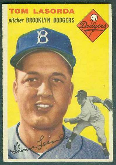 1954 Topps #132 Tom Lasorda ROOKIE [#a] (Brooklyn Dodgers) Baseball cards value