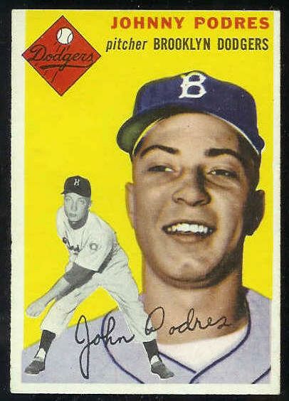 1954 Topps #166 Johnny Podres [#a] (Brooklyn Dodgers) Baseball cards value