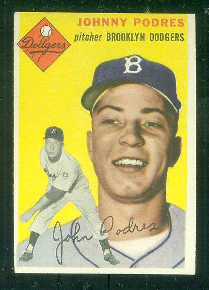 1954 Topps #166 Johnny Podres [#b] (Brooklyn Dodgers) Baseball cards value