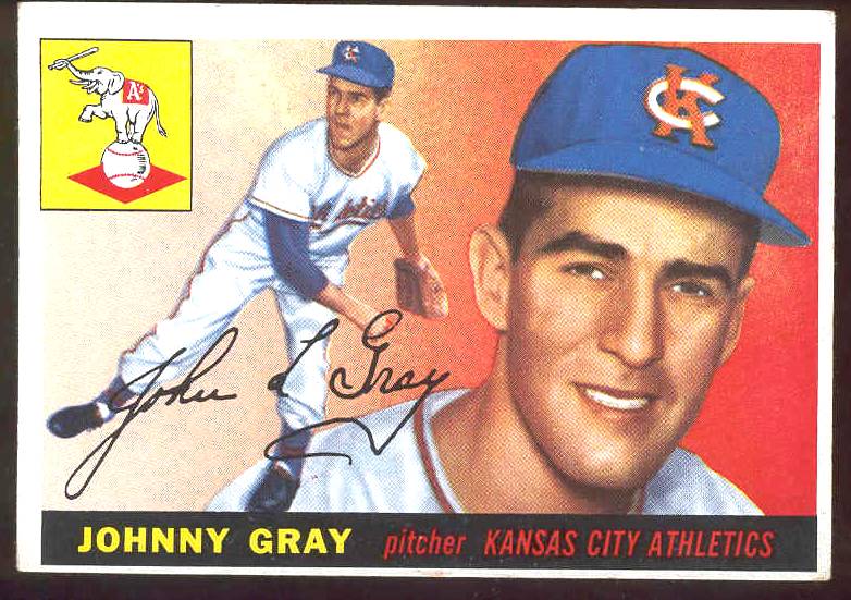 1955 Topps #101 Johnny Gray (Kansas City A's) Baseball cards value