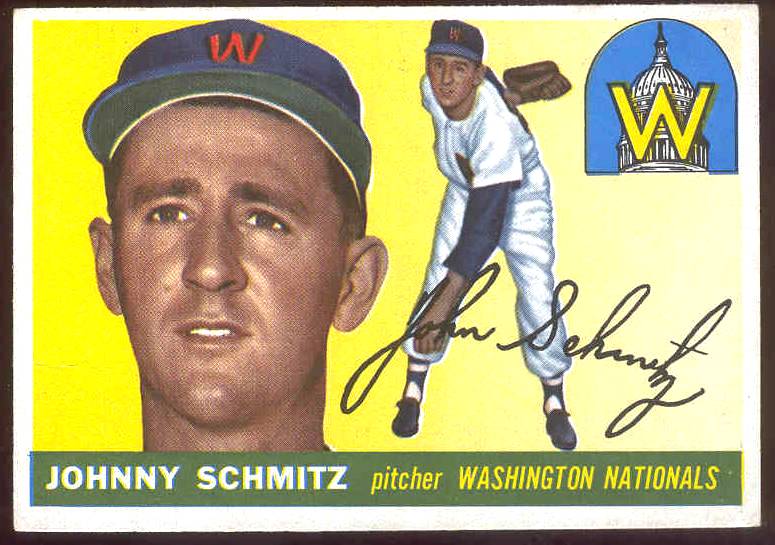 1955 Topps #159 Johnny Schmitz HIGH NUMBER (Senators) Baseball cards value