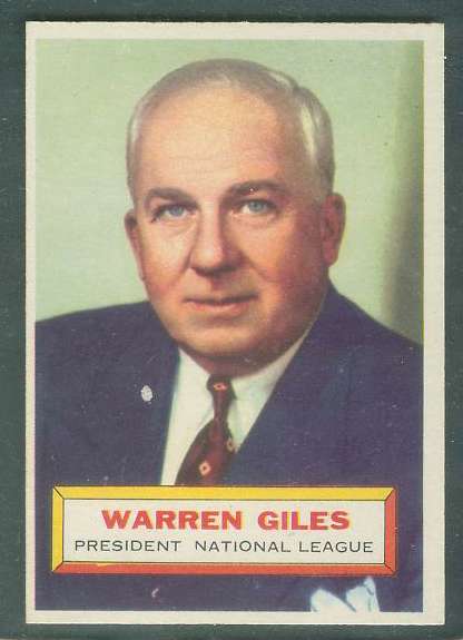 1956 Topps #..2 Warren Giles ROOKIE [#b] (N.L. President) Baseball cards value