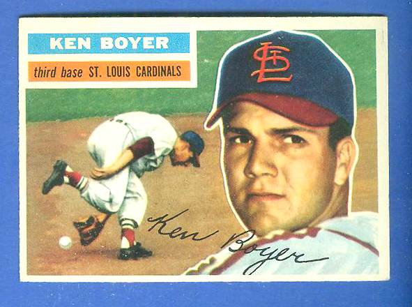 1956 Topps #.14 Ken Boyer [#b] (gray back) (2nd year card) (Cardinals) Baseball cards value