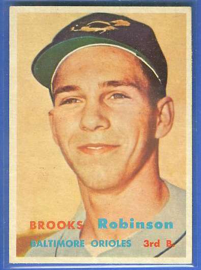 1957 Topps #328 Brooks Robinson ROOKIE SCARCE MID SERIES (Orioles) Baseball cards value