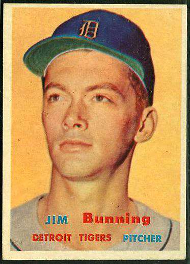 1957 Topps #338 Jim Bunning ROOKIE SCARCE MID SERIES (Tigers) Baseball cards value