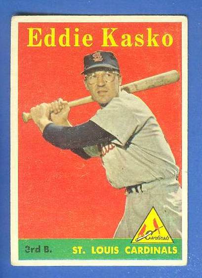 1958 Topps #..8B Eddie Kasko SCARCE YELLOW LETTER VARIATION (Cardinals) Baseball cards value