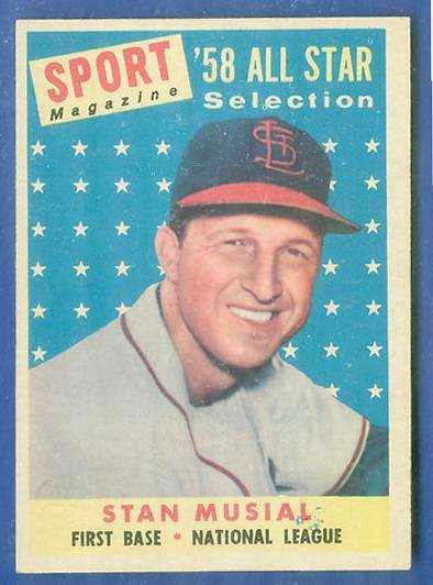 1958 Topps #476 Stan Musial All-Star [#a] (Cardinals) Baseball cards value