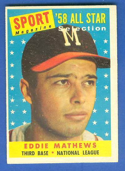 1958 Topps #480 Eddie Mathews All-Star (Braves) Baseball cards value