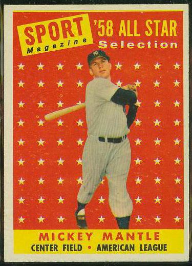 1958 Topps #487 Mickey Mantle All-Star [#a] (Yankees) Baseball cards value