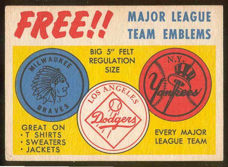 1958 Topps  #AD Team Emblems Advertising card [#c] Baseball cards value