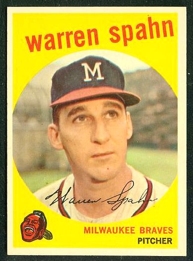 1959 Topps #.40B Warren Spahn ERROR '1931 partially obscured' (Braves) Baseball cards