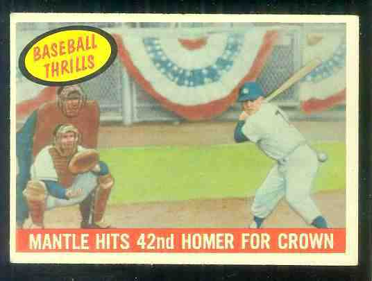 1959 Topps #461 Mickey Mantle 'Baseball Thrills' [#a] (Yankees) Baseball cards value