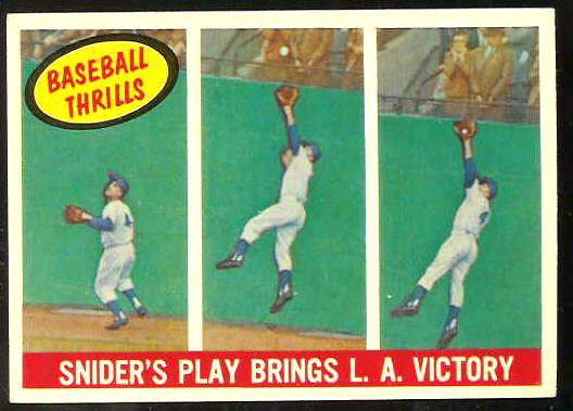 1959 Topps #468 Duke Snider 'Baseball Thrills' [#a] (Dodgers) Baseball cards value