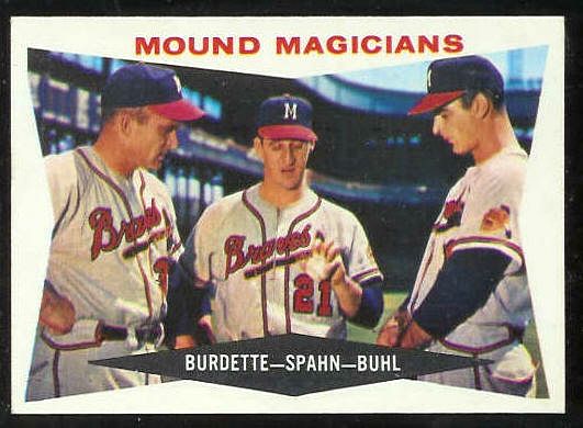 1960 Topps #230 Warren Spahn/Lew Burdette/Bob Buhl (Braves) Baseball cards value