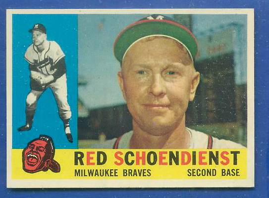 1960 Topps #335 Red Schoendienst [#a] (Braves) Baseball cards value