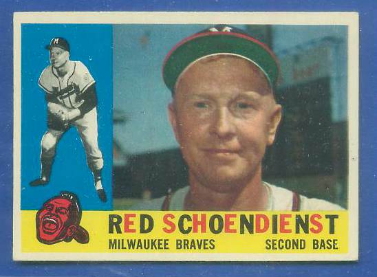 1960 Topps #335 Red Schoendienst [#b] (Braves) Baseball cards value