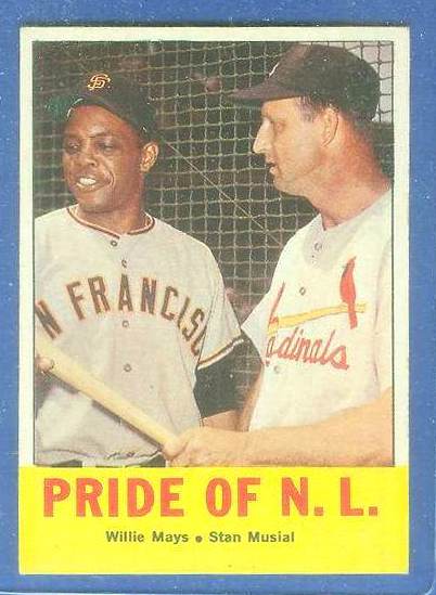 1963 Topps #138 'Pride of NL' (Willie Mays,Stan Musial) [#b] Baseball cards value
