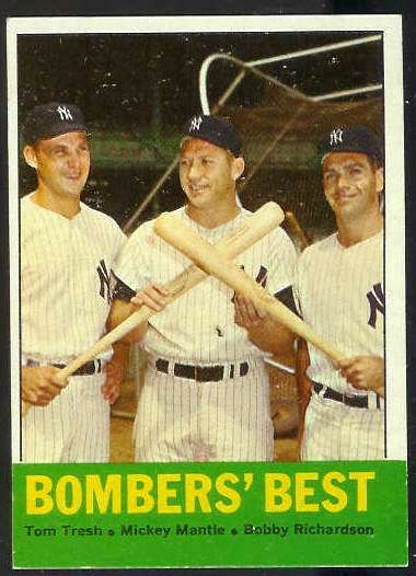 1963 Topps #173 'Bombers' Best' with MICKEY MANTLE [#d] (Yankees) Baseball cards value