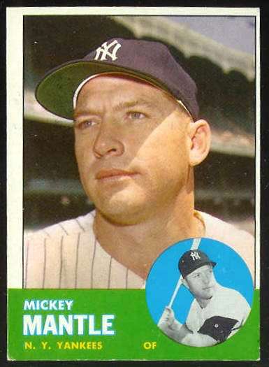 1963 Topps #200 MICKEY MANTLE [#b] (Yankees) Baseball cards value