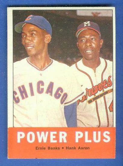 1963 Topps #242 'Power Plus' (Hank Aaron/Ernie Banks) [#a] (Braves/Cubs) Baseball cards value
