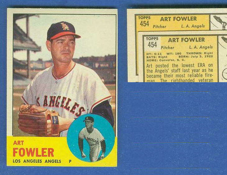 1963 Topps #454 Art Fowler [VAR:Card# on ORANGE] [#a] SCARCEST MID SERIES Baseball cards value