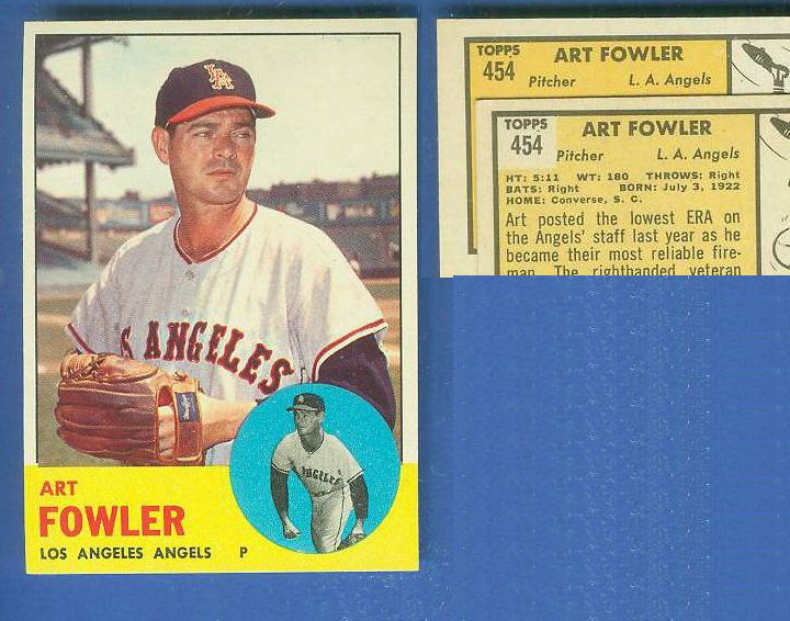 1963 Topps #454 Art Fowler [VAR:Card# on ORANGE] [#b] SCARCEST MID SERIES Baseball cards value
