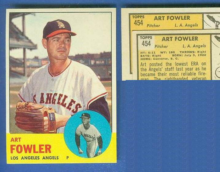 1963 Topps #454 Art Fowler [VAR:Card# on WHITE] [#d] SCARCEST MID SERIES Baseball cards value