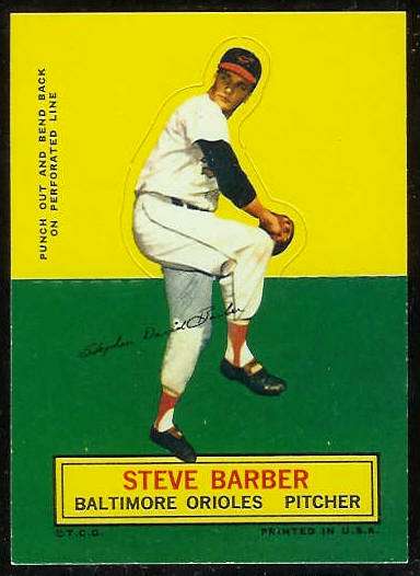 1964 Topps Stand-Ups/Standups - Steve Barber [#a] (Orioles) Baseball cards value