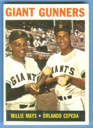 1964 Topps #306 'Giant Gunners' [#b] (Willie Mays/Orlando Cepeda) (Giants) Baseball cards value