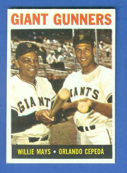 1964 Topps #306 'Giant Gunners' [#c] (Willie Mays/Orlando Cepeda) (Giants) Baseball cards value