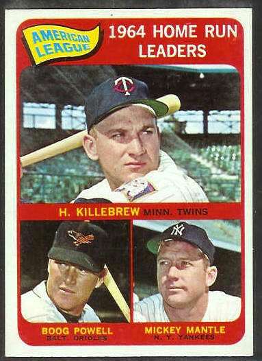1965 Topps #..3 A.L. Home Run Leaders [#d] (Mickey Mantle,Harmon Killebrew Baseball cards