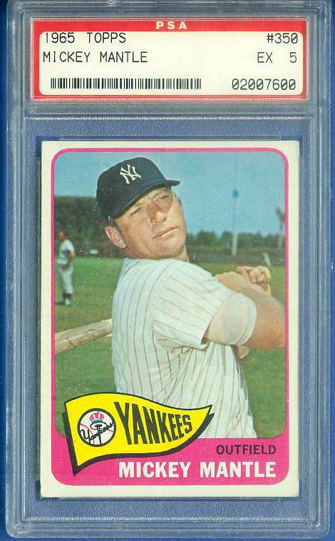1965 Topps #350 Mickey Mantle (Yankees) Baseball cards value