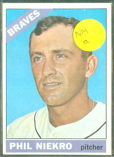 1966 Topps #.28 Phil Niekro [#a] (Braves) Baseball cards value